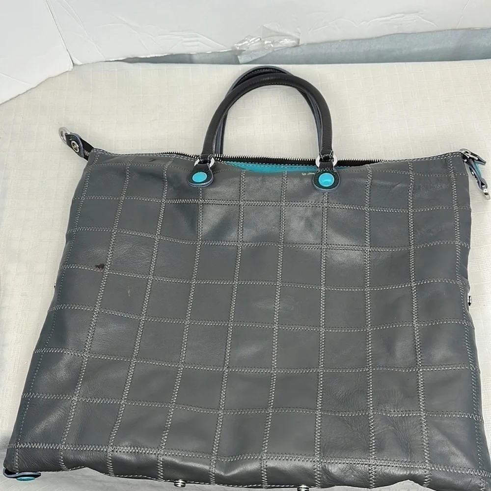 Gabs ITALIAN Tote Bag Blue Leather Woven Patchwork bag